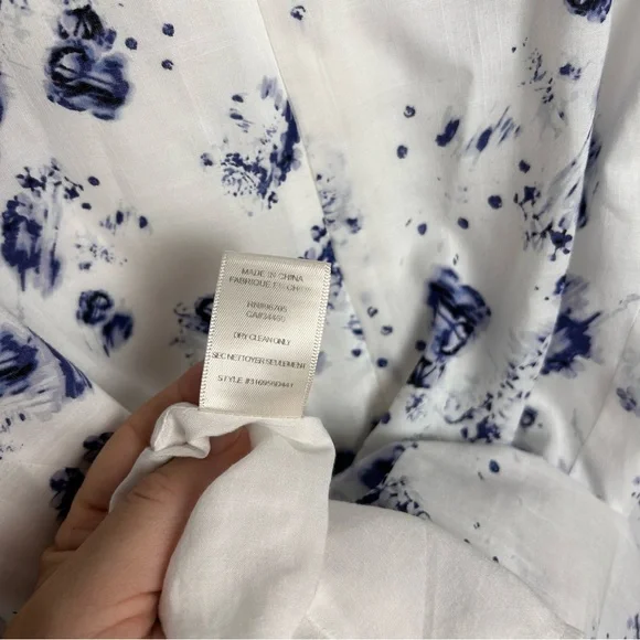 Rebecca Taylor NWOT Blue Floral & White  fit & flare full skirt floral dress SZ4 - Picture 8 of 10